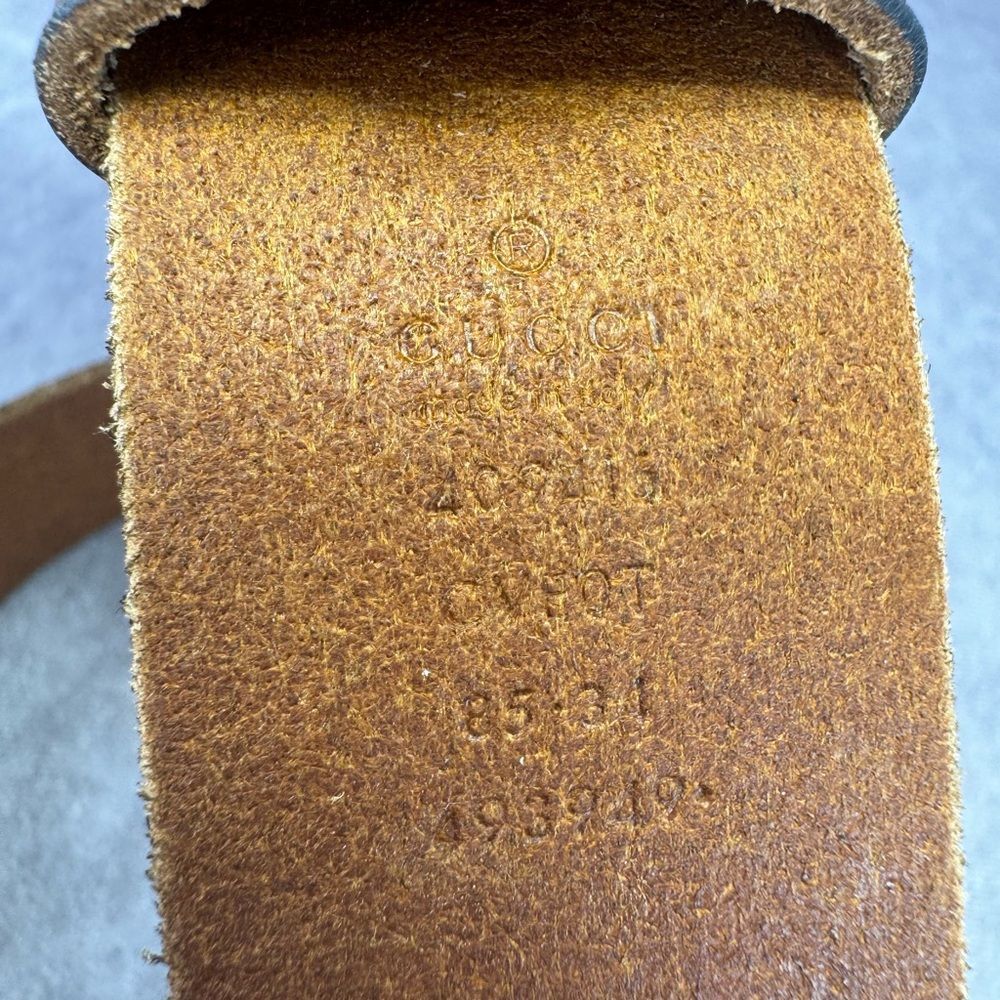 Gucci Raw Edge Unfinished Wide Marmont Double G Leather Belt 409416 85/34” - Picture 9 of 11